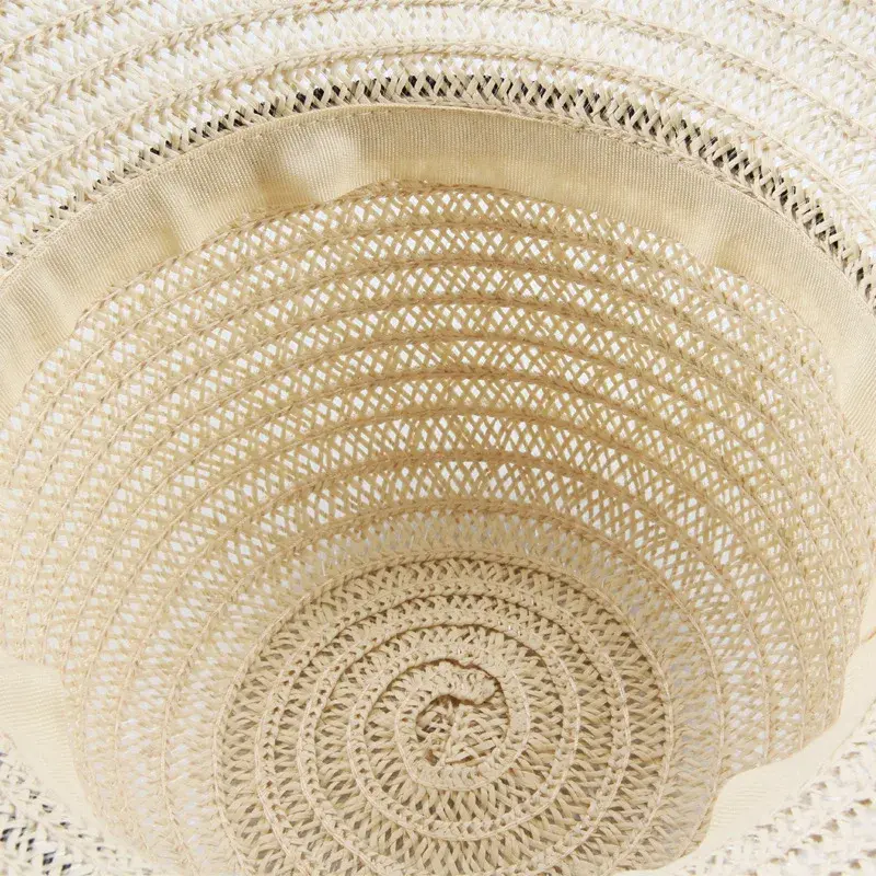 Ribbon Bow Straw Hats for Women Summer Wide Brim Sun Visors Outdoor Travel Beach Lady Girl Sunshade Fisherman Caps