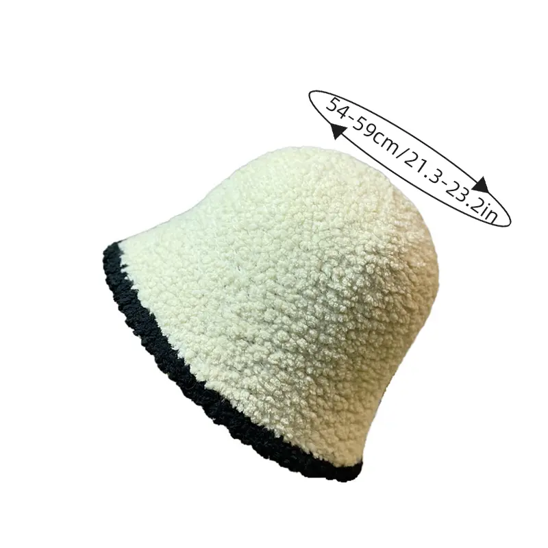 Autumn Winter Windproof Bucket Hats for Women Thicken Lamb Fleece Warm Fisherman Caps Solid Color Dome Fluffy Fur Basin Caps