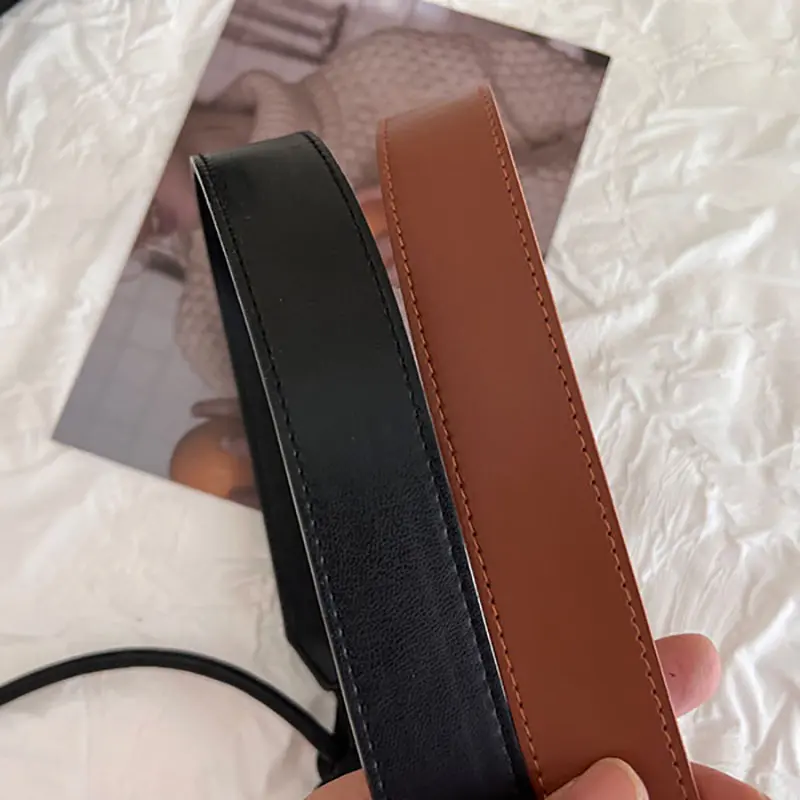 Fashion Knotted Waistband for Women Solid Color PU Leather Thin Belts Simple Lady Coat Sweater Decorative Straps Girdle