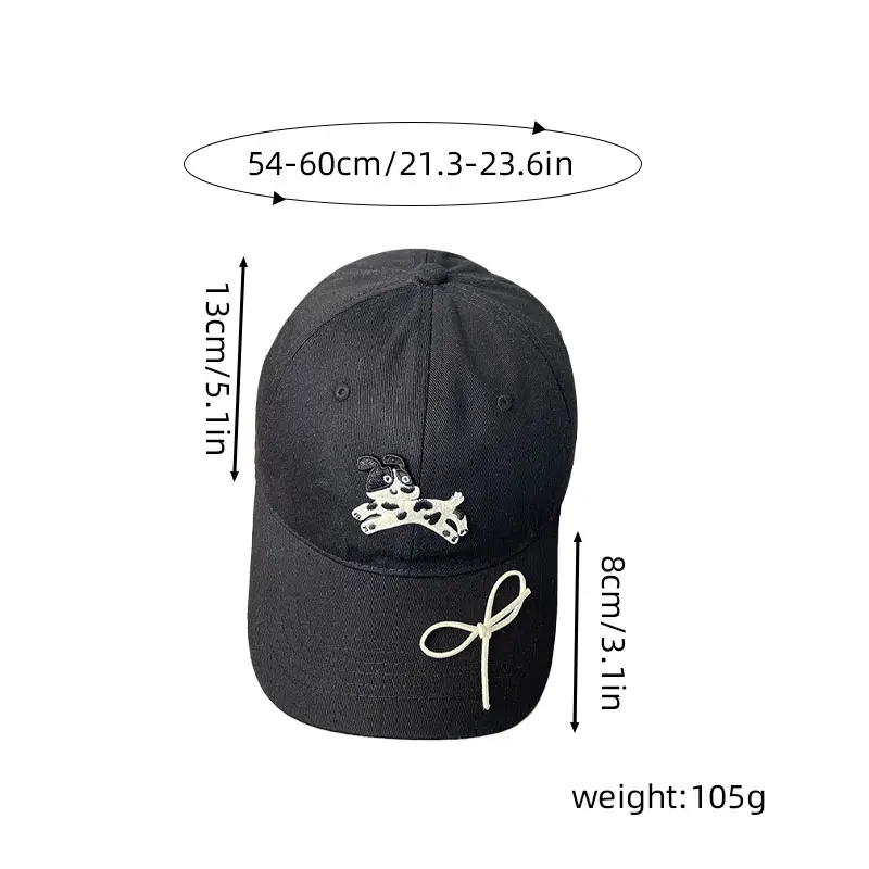 Cartoon Dog Women Baseball Caps Pink Cute Bow Cotton Duck Tongue Caps Korean Girl Outdoor Sunscreen Hats