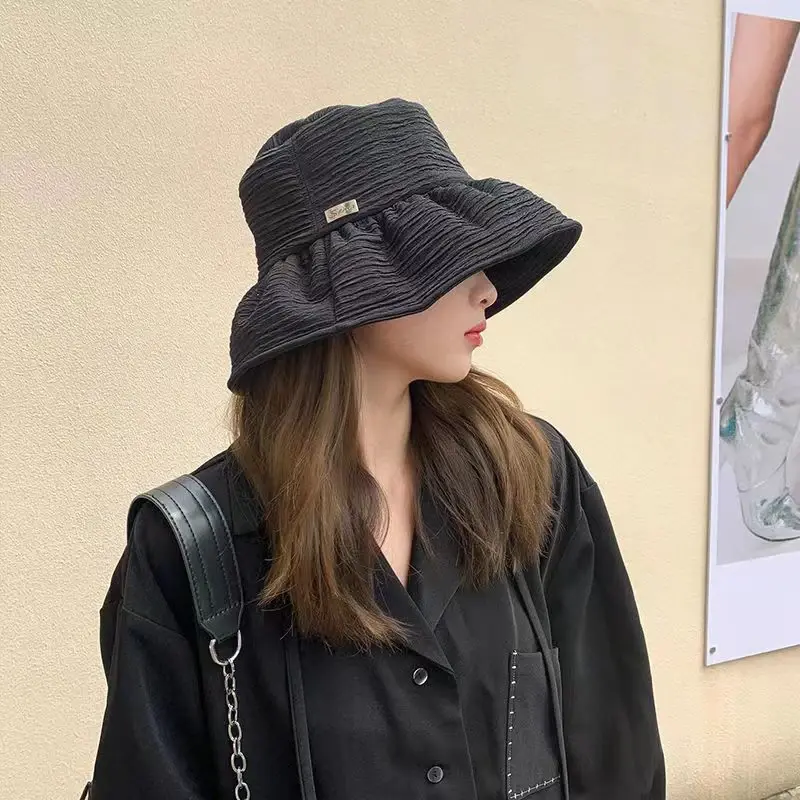 Solid Color Sunshade Basin Caps for Women Summer Large Brim UV Protection Fisherman Caps Fashion Girl Outdoor Sunshade Hats