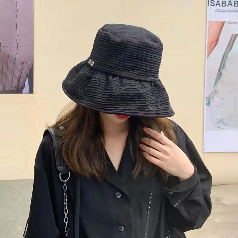 Solid Color Sunshade Basin Caps for Women Summer Large Brim UV Protection Fisherman Caps Fashion Girl Outdoor Sunshade Hats