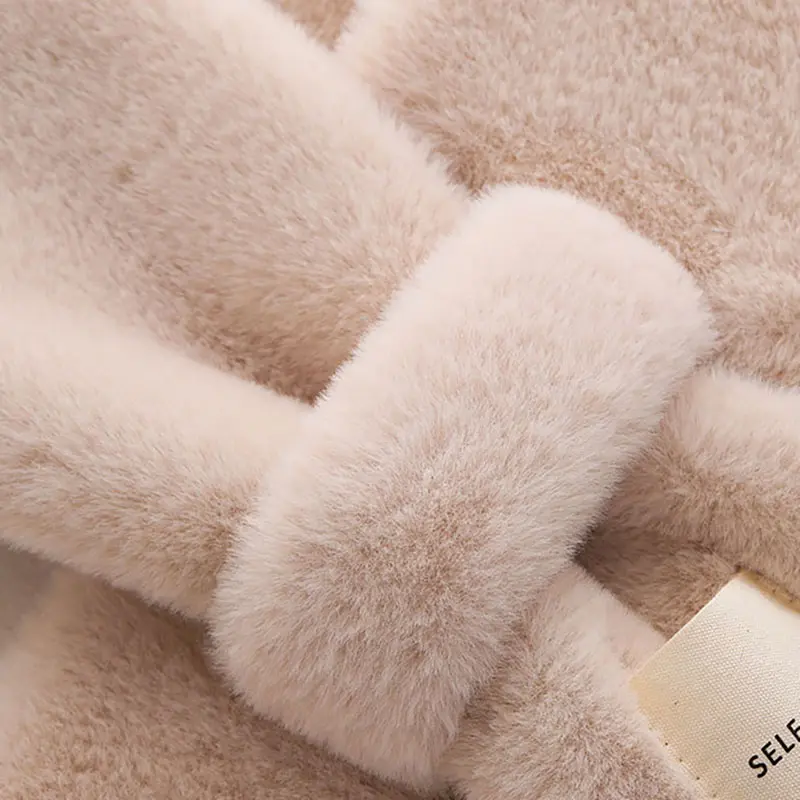 Thicken Faux Rabbit Fur Scarf for Women Winter Solid Color Plush Warm Cross Neckerchief Outdoor Girl Windproof Neck Collar