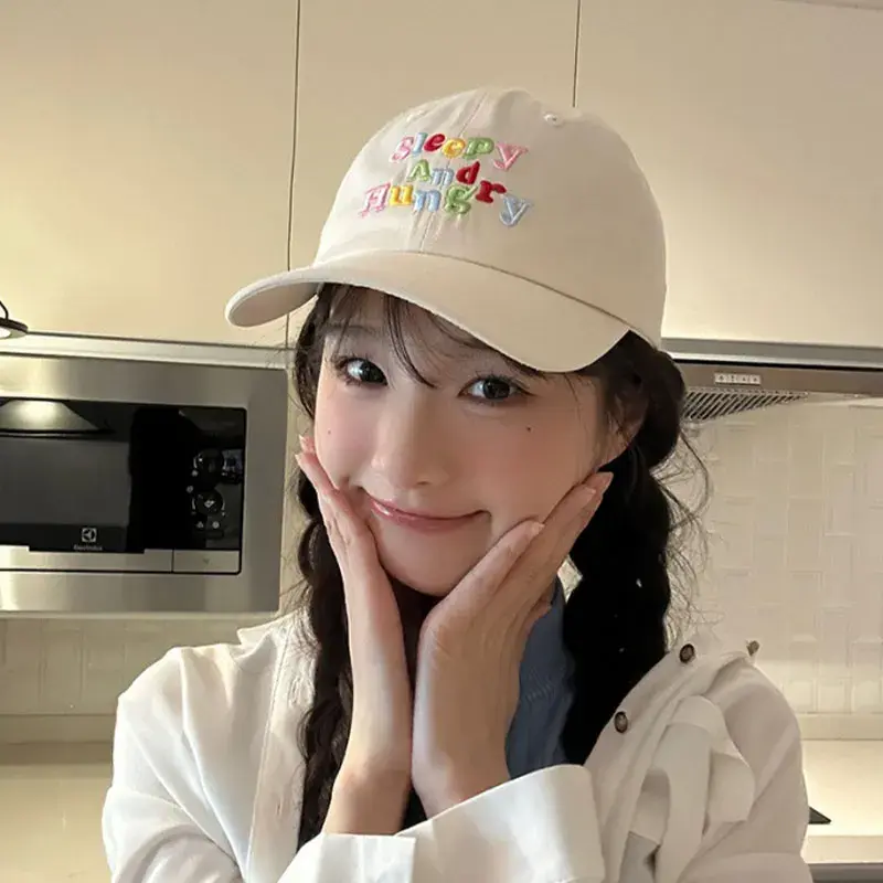 Letter Embroidery Baseball Caps for Women Men Summer Solid Color Cotton Peaked Hats Unisex Outdoor Sunshade Sun Hats