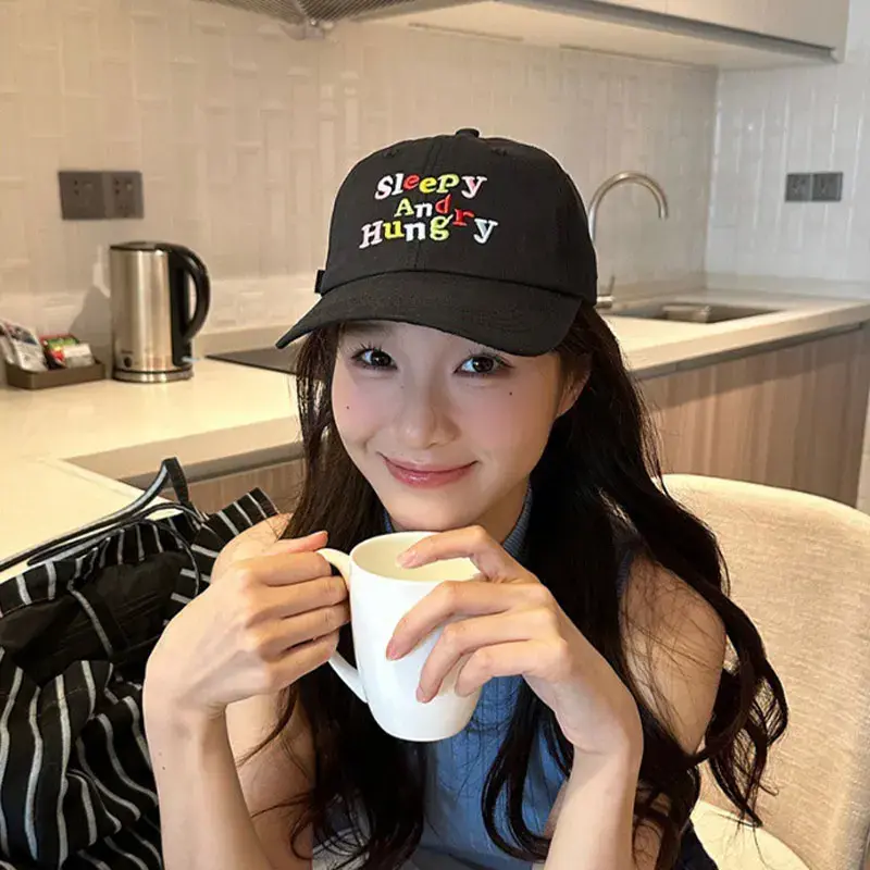 Letter Embroidery Baseball Caps for Women Men Summer Solid Color Cotton Peaked Hats Unisex Outdoor Sunshade Sun Hats
