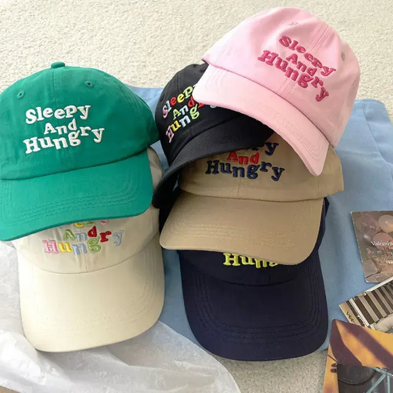 Letter Embroidery Baseball Caps for Women Men Summer Solid Color Cotton Peaked Hats Unisex Outdoor Sunshade Sun Hats