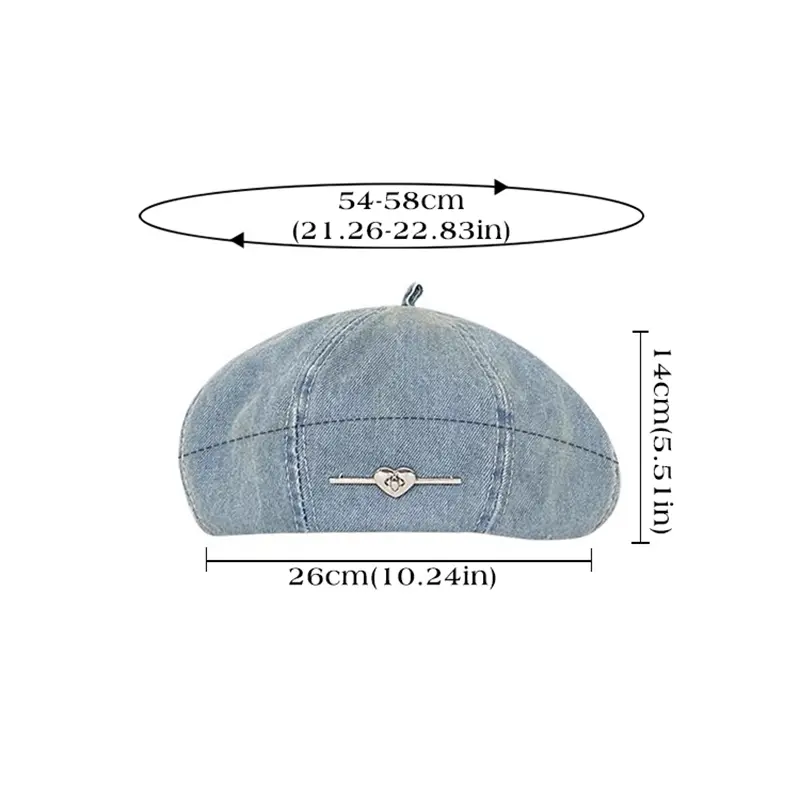 Japanese Retro Women Beret Hats Fashion Heart Spring Autumn Denim Cloud Octagonal Hats Lady Streetwear Artist Painter Hats
