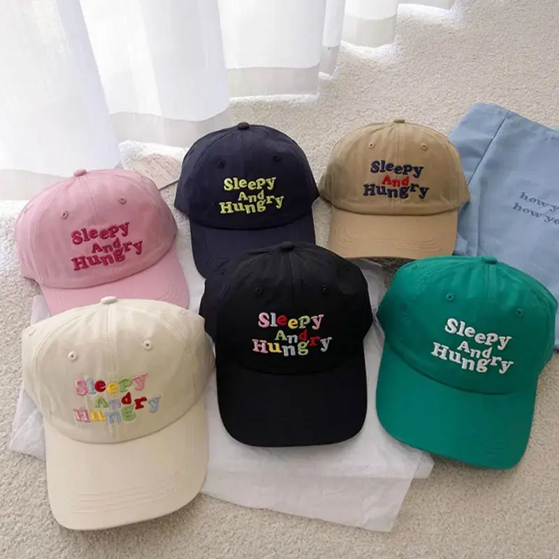 Letter Embroidery Baseball Caps for Women Men Summer Solid Color Cotton Peaked Hats Unisex Outdoor Sunshade Sun Hats