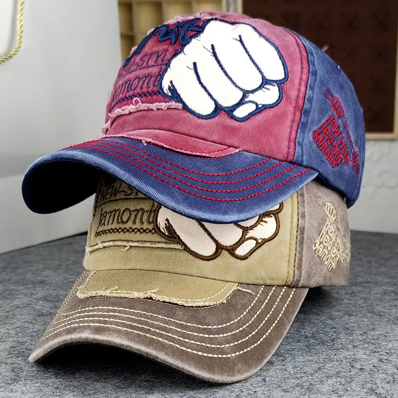 Retro Washed Cotton Baseball Caps for Men Hip Hop Embroider Letter Duck Tongue Caps Outdoor Streetwear Sunscreen Sun Hats