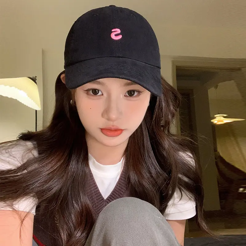 S Letter Embroidery Baseball Caps for Women Solid Color Simple Snapback Hats Lady Girl Outdoor Sunscreen Peaked Hats