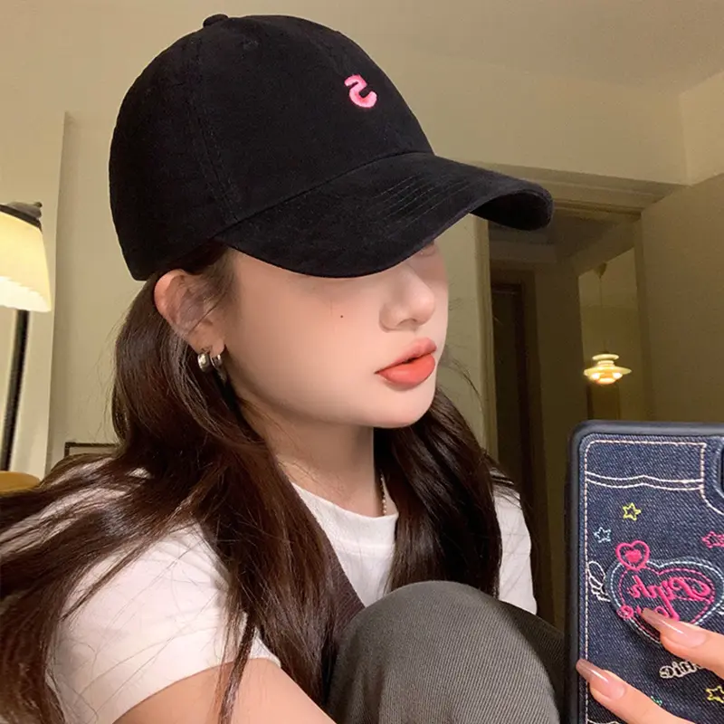 S Letter Embroidery Baseball Caps for Women Solid Color Simple Snapback Hats Lady Girl Outdoor Sunscreen Peaked Hats