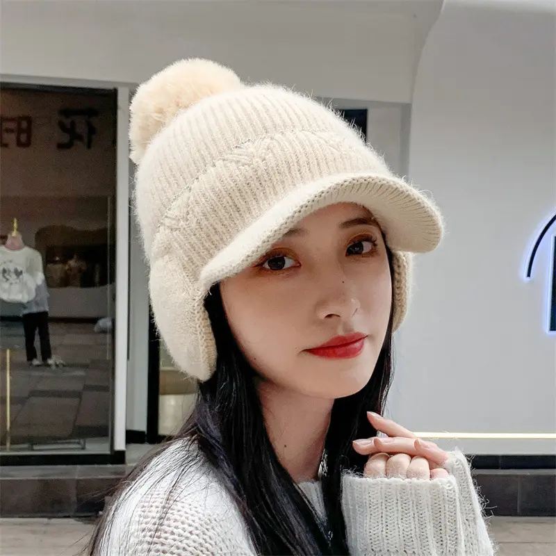 Women Winter Earmuff Caps Solid Color Soft Plush Thicken Warm Baseball Cap Outdoor Lady Girls Ear Protection Bonnet Hats