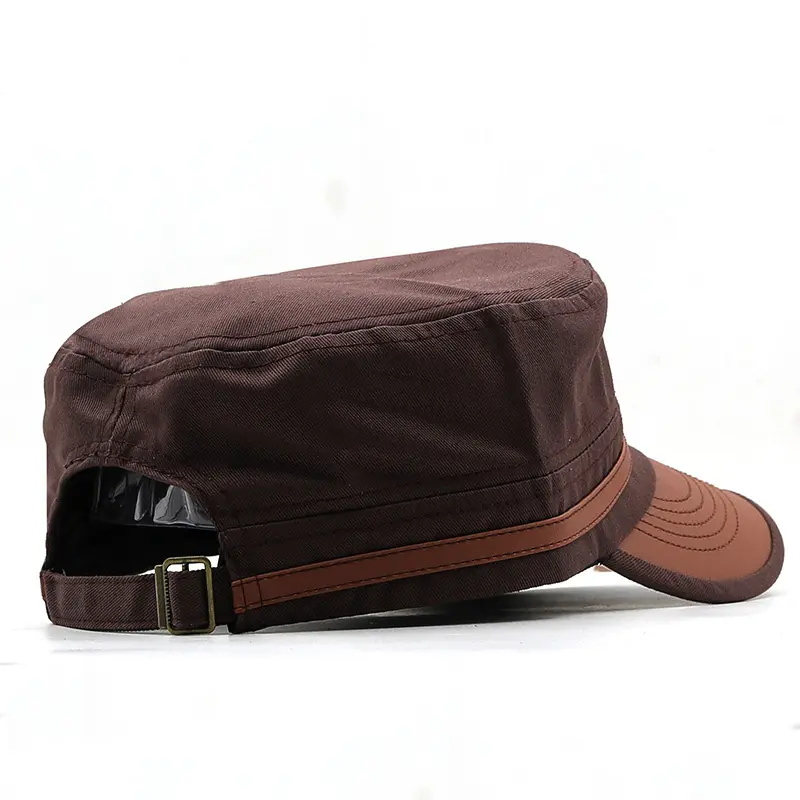 Men Flat Top Mountaineering Hats Spring Autumn Adjustable Leather Peaked Hats Outdoor Sports Sunscreen Baseball Caps