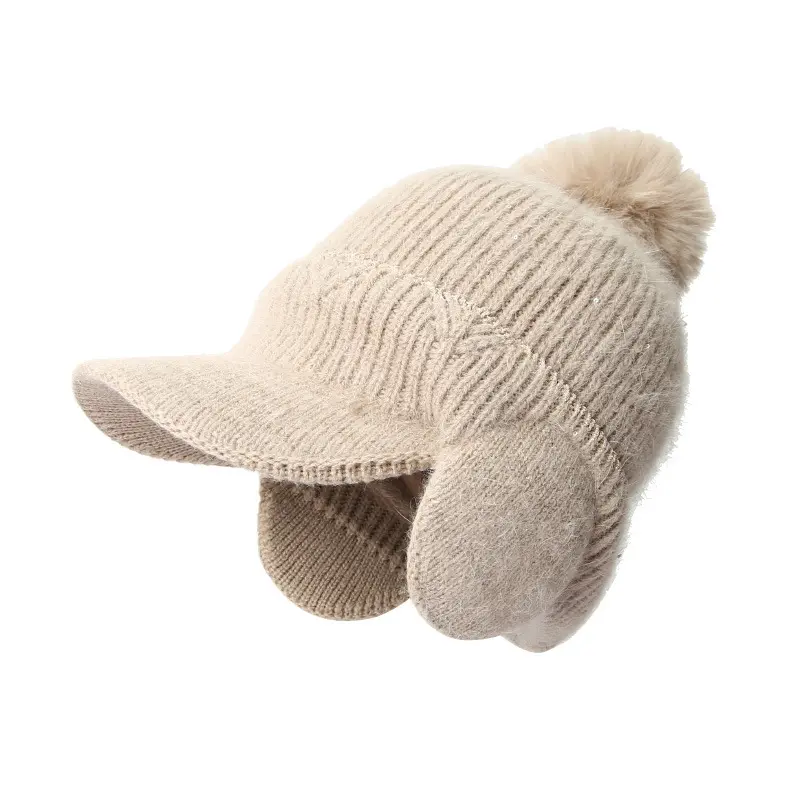 Women Winter Earmuff Caps Solid Color Soft Plush Thicken Warm Baseball Cap Outdoor Lady Girls Ear Protection Bonnet Hats