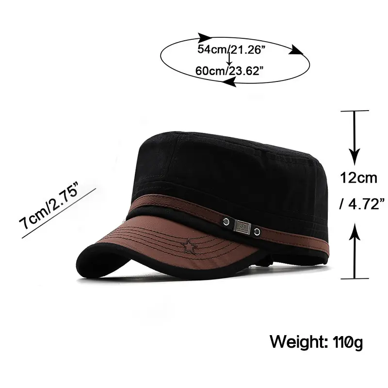 Men Flat Top Mountaineering Hats Spring Autumn Adjustable Leather Peaked Hats Outdoor Sports Sunscreen Baseball Caps