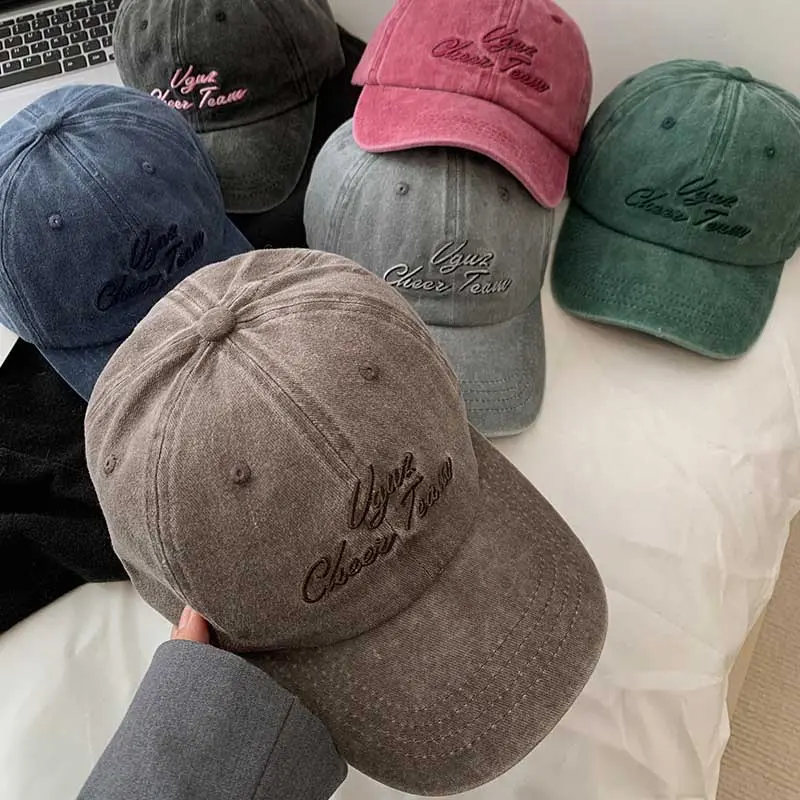 Letter Embroidery Retro Baseball Caps Unisex Adjustable Outdoor Sunshade Duck Tongue Caps Japanese Streetwear Hip Hop Hats