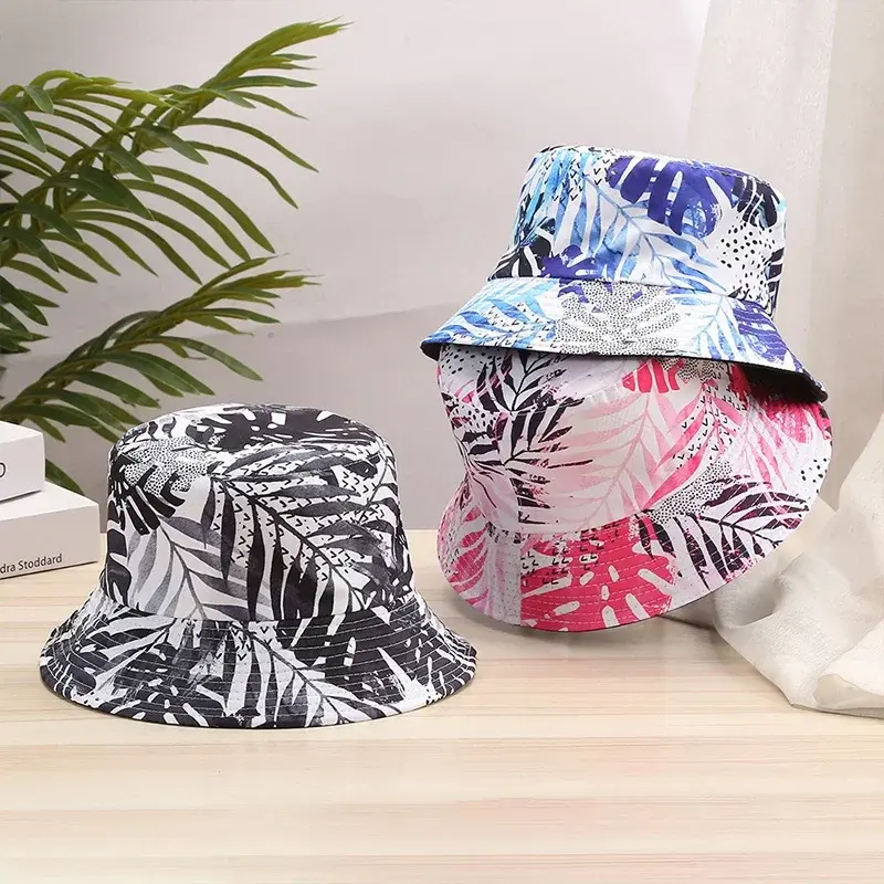 Colorful Print Bucket Hats for Women Men Summer Beach UV Protection Fisherman Caps Outdoor Sunshade Panama Sun Visors