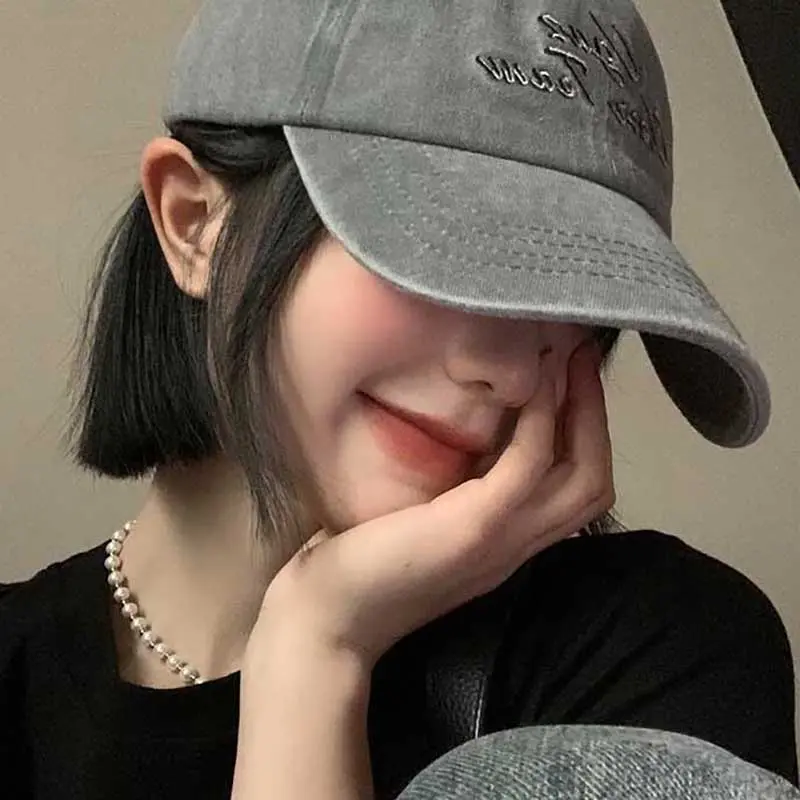 Letter Embroidery Retro Baseball Caps Unisex Adjustable Outdoor Sunshade Duck Tongue Caps Japanese Streetwear Hip Hop Hats