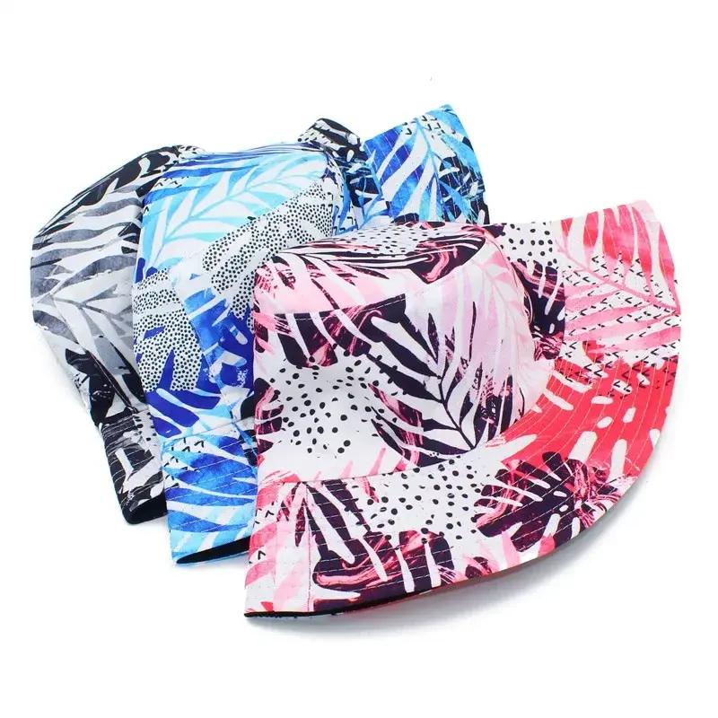 Colorful Print Bucket Hats for Women Men Summer Beach UV Protection Fisherman Caps Outdoor Sunshade Panama Sun Visors