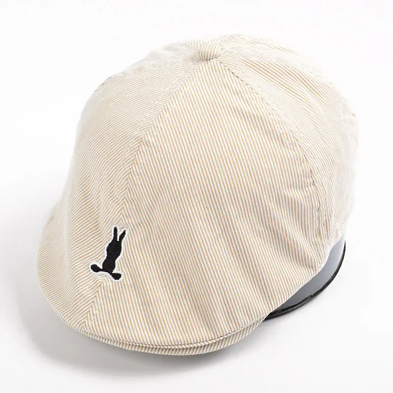 Cute Kids Striped Beret Boys Girls Solid Baseball Cap Cotton Beret Hat Children Peaked Caps
