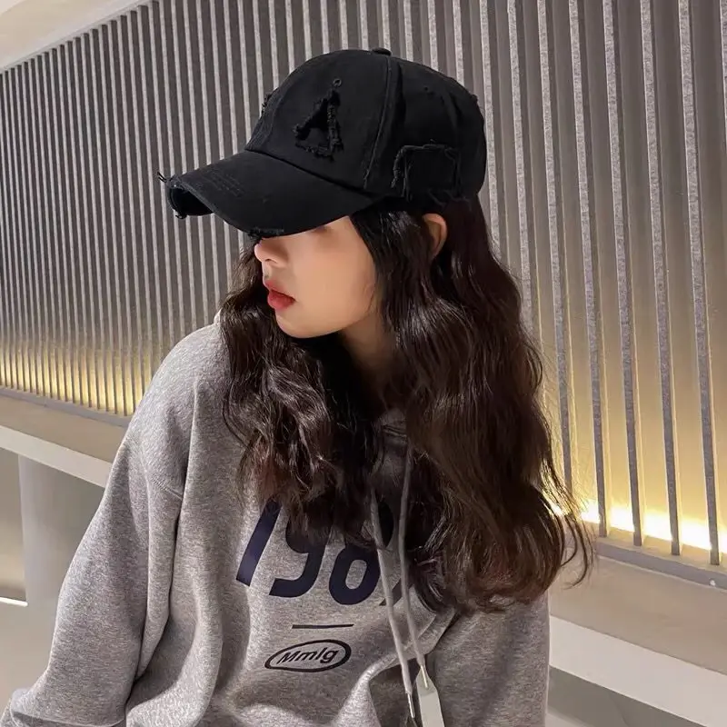 Hip Hop Holes Baseball Caps for Women Men Solid Color Soft Cotton Streetwear Peaked Hats Fashion Outdoor Sports Sunshade Hats