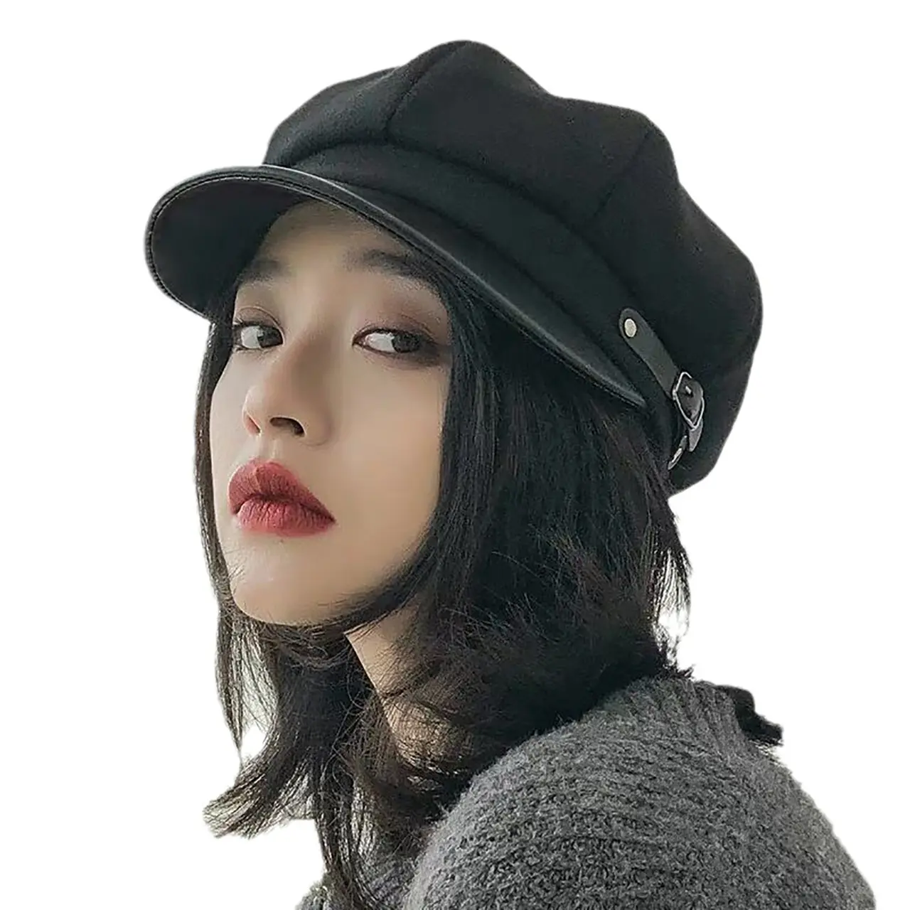 Vintage Women Woolen Beret Hats Autumn Winter Adjustable Octagonal Caps Korean Girl Artist Painter Caps