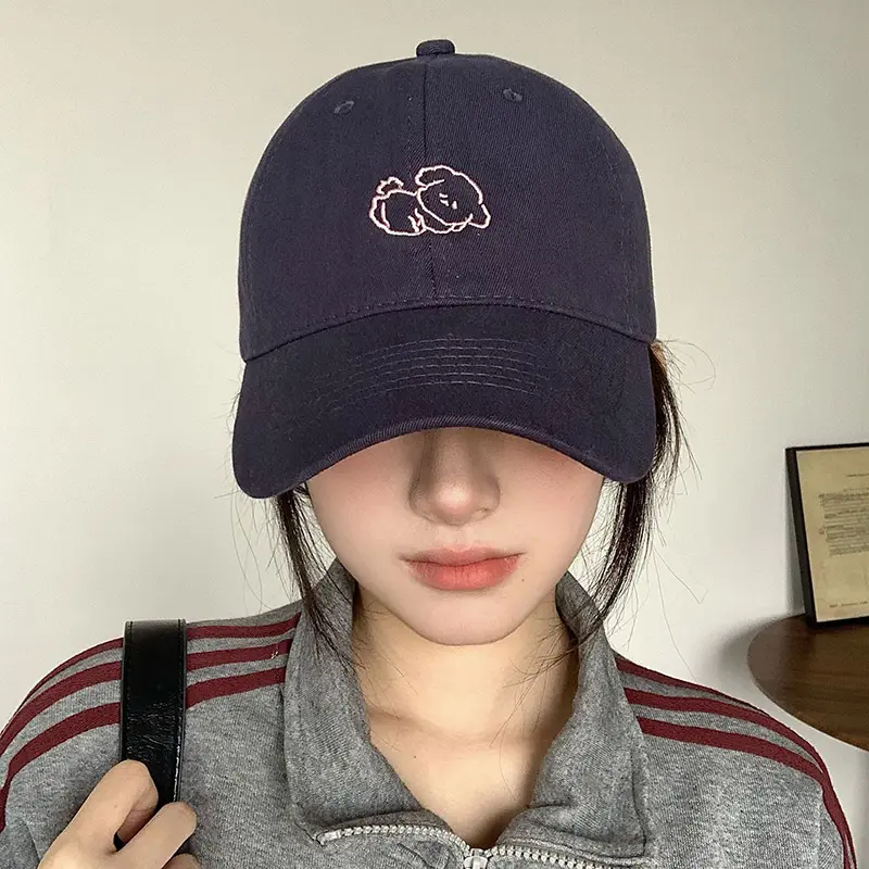 Cute Cartoon Embroidery Baseball Caps for Women Summer Cotton Adjustable Snapback Hats Streetwear Girl Sunscreen Duckbill Hats