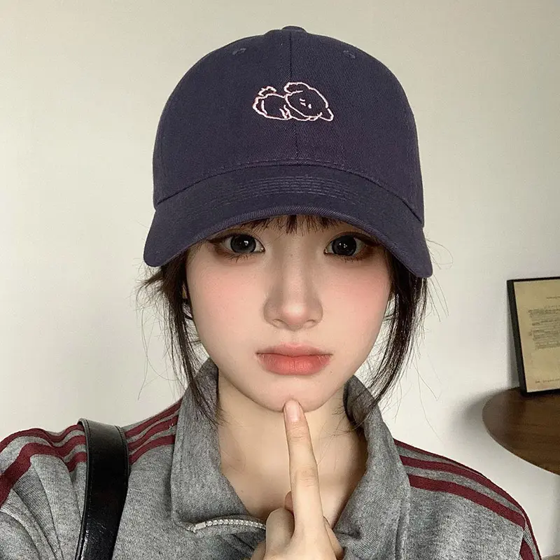 Cute Cartoon Embroidery Baseball Caps for Women Summer Cotton Adjustable Snapback Hats Streetwear Girl Sunscreen Duckbill Hats