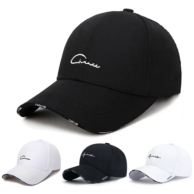 Fashion Embroidery Baseball Caps for Women Men Black White Sports Duck Tongue Caps Unisex Outdoor Sunshade Peaked Hats
