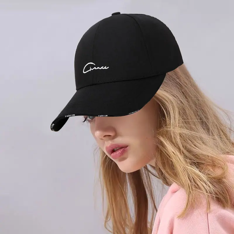 Fashion Embroidery Baseball Caps for Women Men Black White Sports Duck Tongue Caps Unisex Outdoor Sunshade Peaked Hats