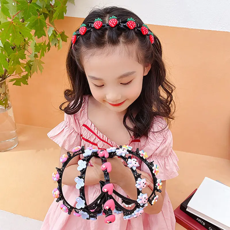 Cute Flora Bow Hair Bands For Baby Girls Hair Clip With Strawberry Decor Kids Children Head Hoop Hair Accessories Photo Prop