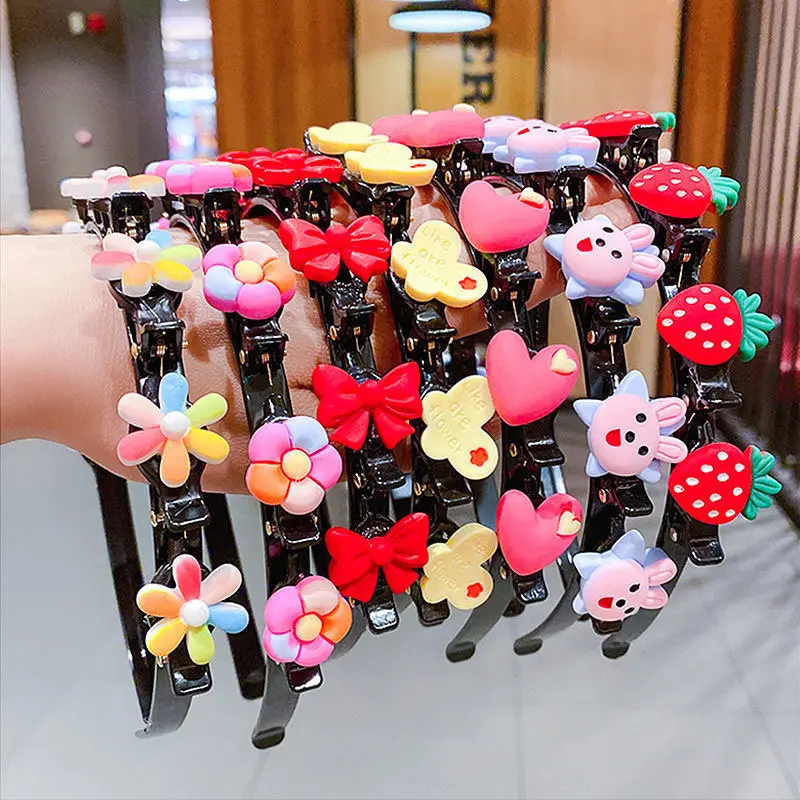 Cute Flora Bow Hair Bands For Baby Girls Hair Clip With Strawberry Decor Kids Children Head Hoop Hair Accessories Photo Prop