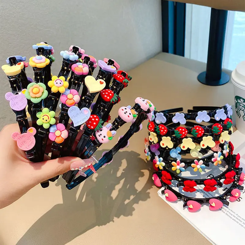 Cute Flora Bow Hair Bands For Baby Girls Hair Clip With Strawberry Decor Kids Children Head Hoop Hair Accessories Photo Prop
