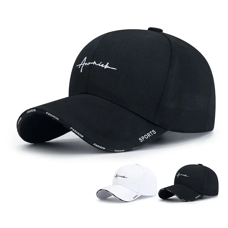 Fashion Embroidery Baseball Caps for Women Men Black White Sports Duck Tongue Caps Unisex Outdoor Sunshade Peaked Hats