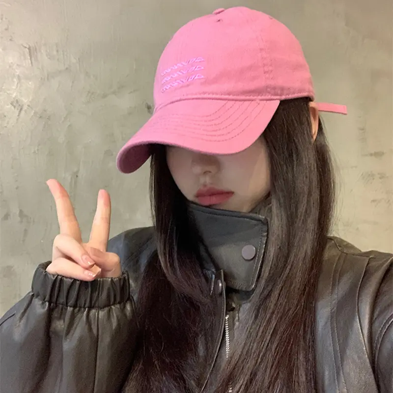 Simple Embroidery Baseball Caps for Women Men Korean Fashion Solid Color Duck Tongue Cap Unisex Outdoor Sunscreen Duckbill Hats