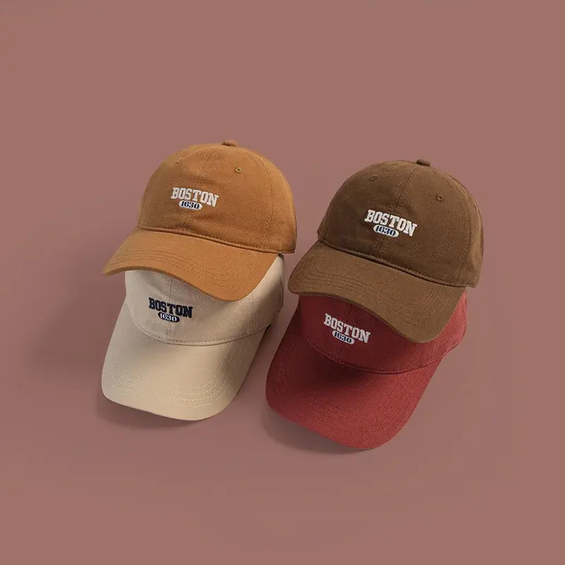 Embroidery Letter Baseball Caps for Women Men Solid Color Cotton Duck Tongue Caps Outdoor Casual Sunshade Peaked Hats