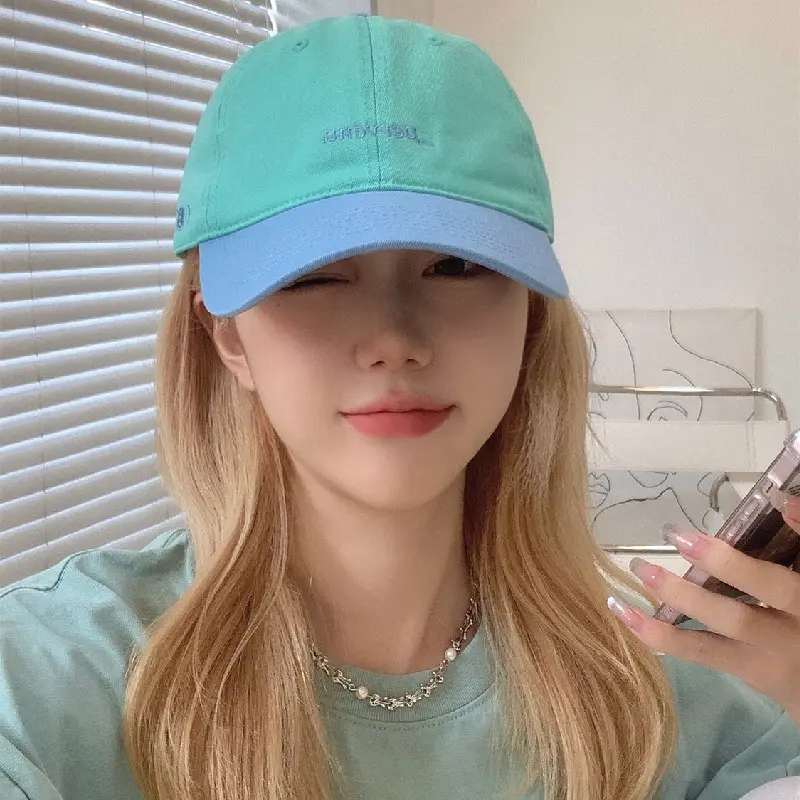 Fashion Patchwork Baseball Caps for Women Korean Embroidery Letter Cotton Peaked Hats Outdoor Snapback Sunscreen Duckbill Hats