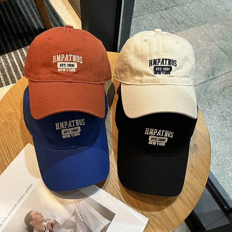 Embroidery Letter Baseball Caps for Women Men Retro Cotton Adjustable Snapback Hats Solid Color Casual Outdoor Sun Hats