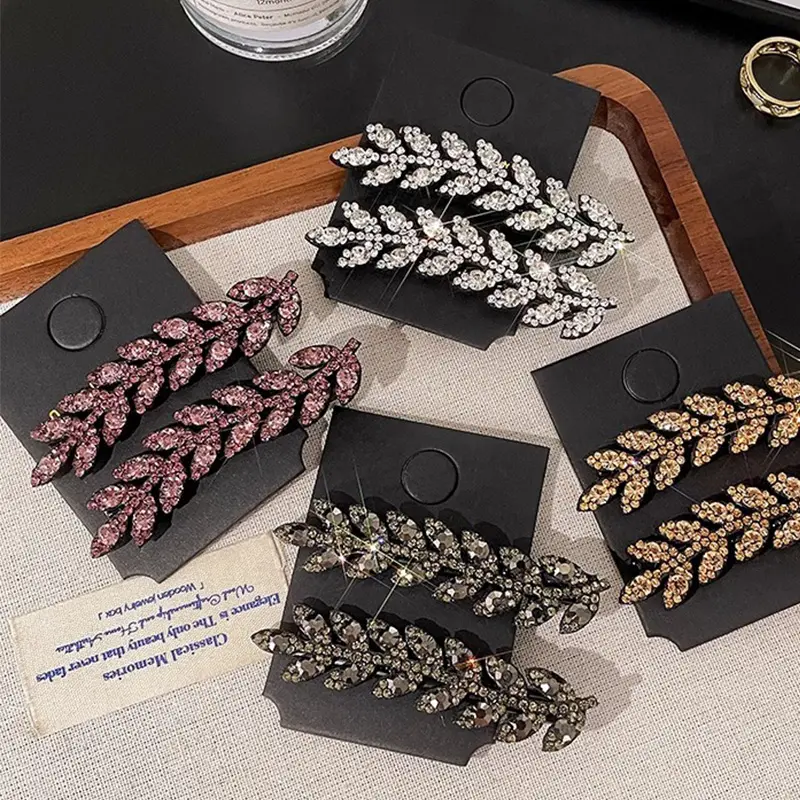 Sparkling Diamond Wheat Hair Clips for Lady New Sided Clips Bangs Clips Headwear for Girl Fashion Straight Duckbill Clips