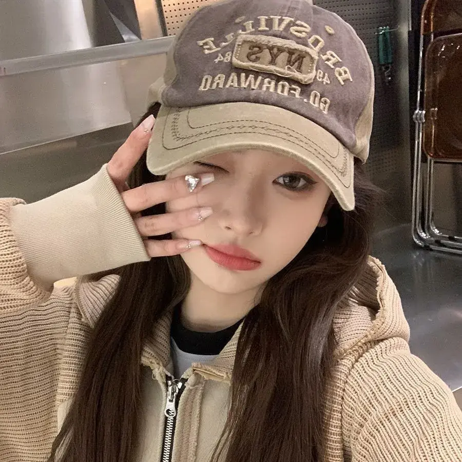 Retro Embroidery Letter Baseball Caps for Men Women Spring Summer Washed Cotton Hip Hop Hats Unisex Outdoor Sunshade Hats