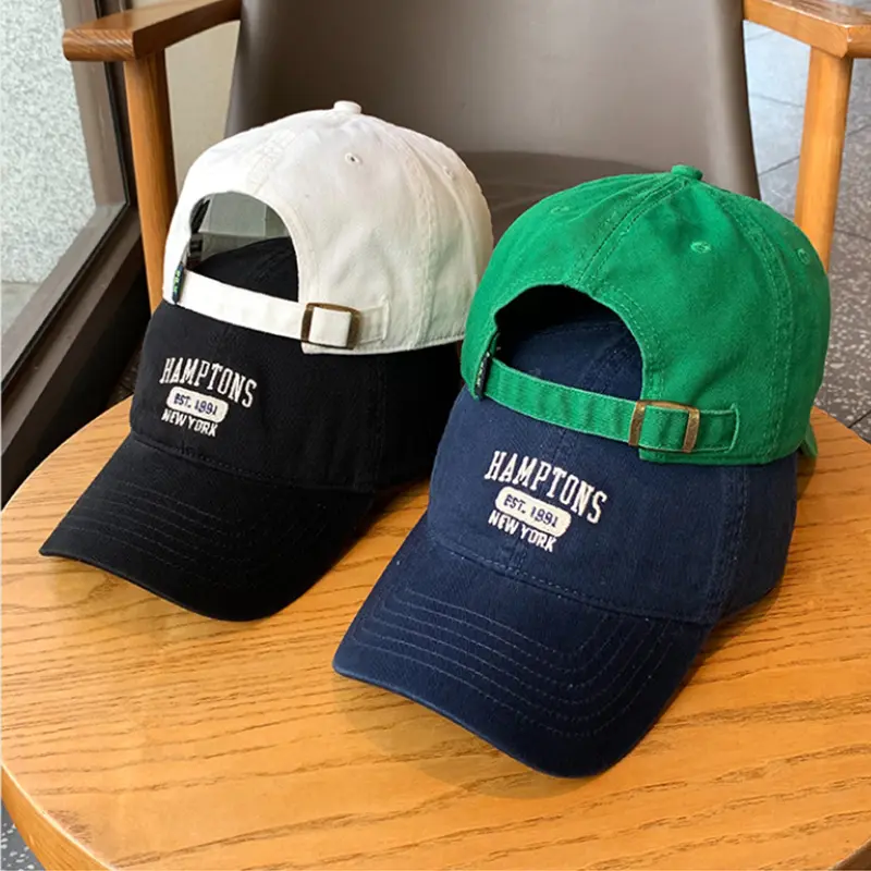 Embroidery Letter Baseball Caps for Women Men Retro Cotton Adjustable Snapback Hats Solid Color Casual Outdoor Sun Hats