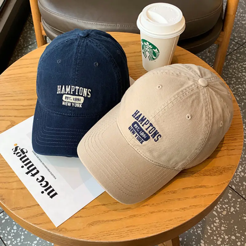Embroidery Letter Baseball Caps for Women Men Retro Cotton Adjustable Snapback Hats Solid Color Casual Outdoor Sun Hats