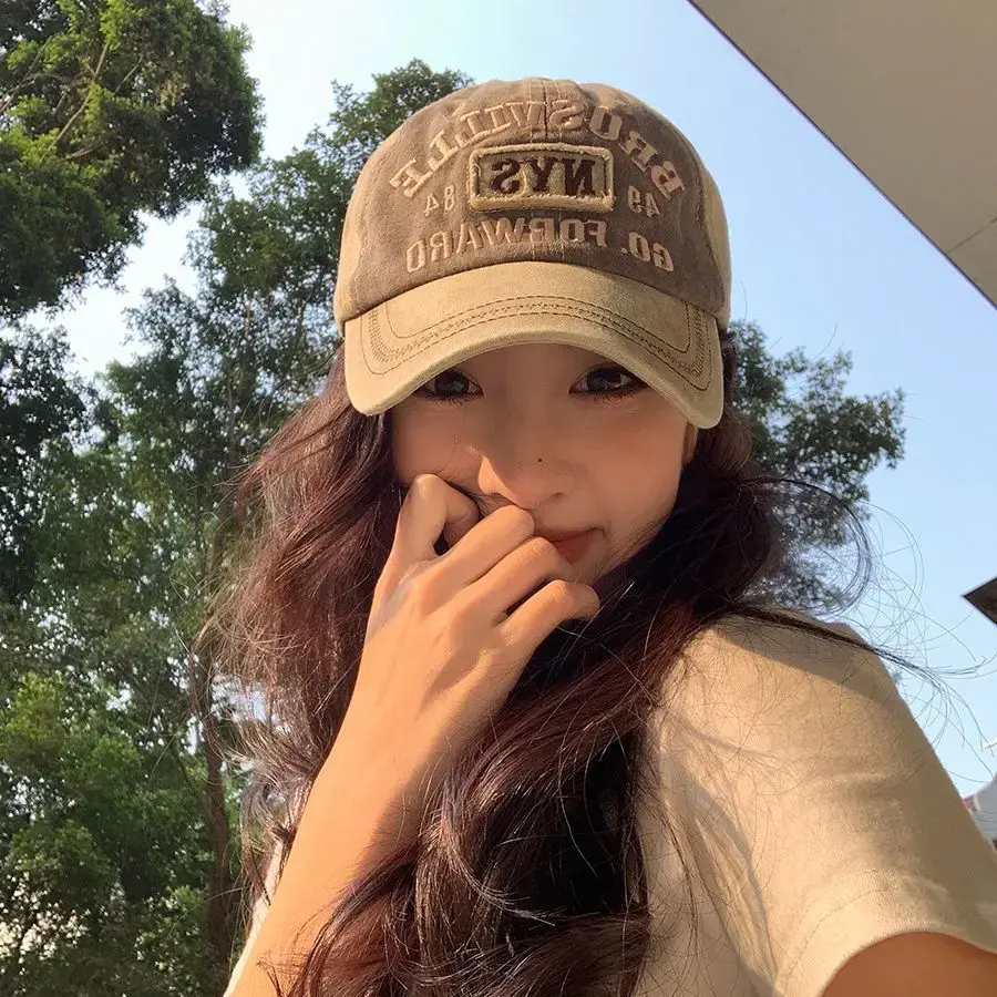 Retro Embroidery Letter Baseball Caps for Men Women Spring Summer Washed Cotton Hip Hop Hats Unisex Outdoor Sunshade Hats