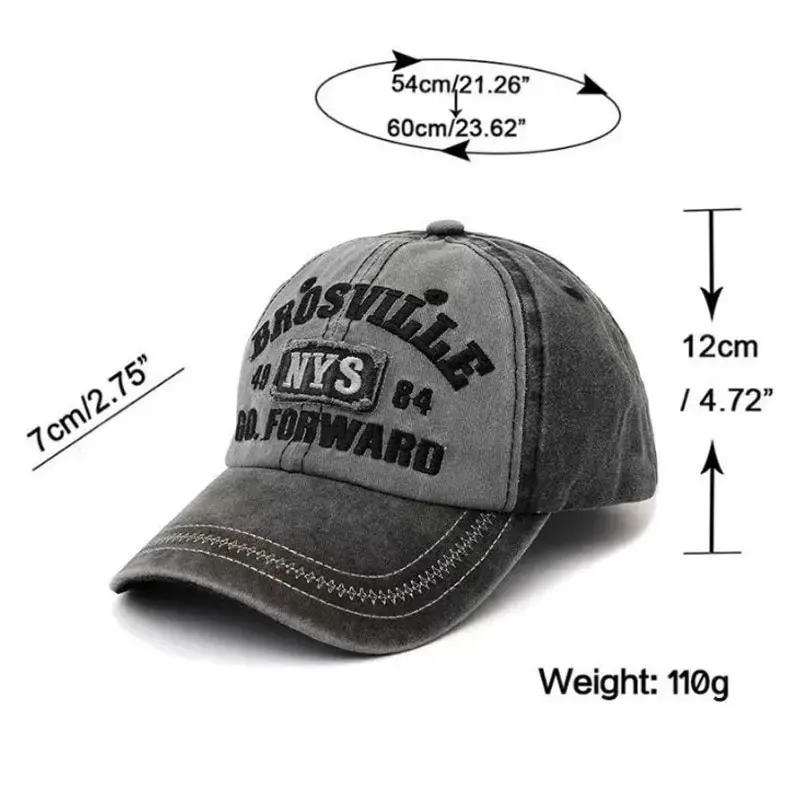Retro Embroidery Letter Baseball Caps for Men Women Spring Summer Washed Cotton Hip Hop Hats Unisex Outdoor Sunshade Hats