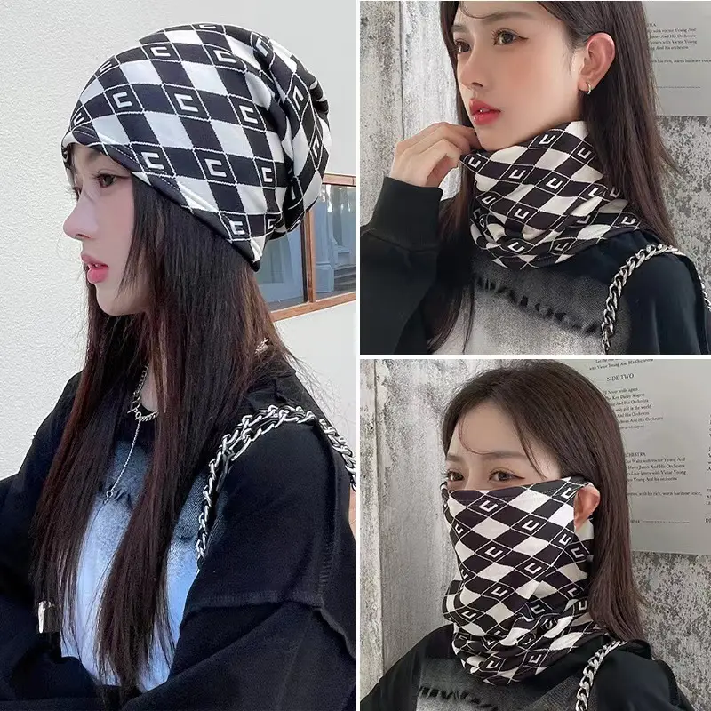 3 in 1 Multifunctional Scarf Autumn Winter Outdoor Thick Windproof Knit Neckerchief Face Mask Women Fashion Headband Neck Cover