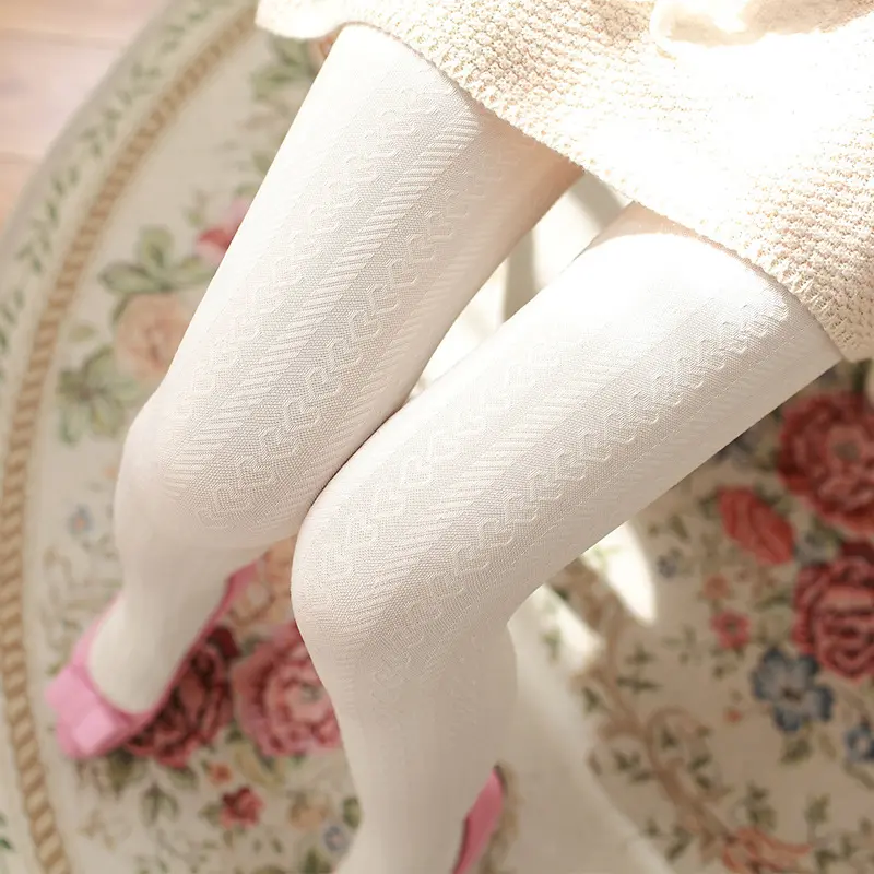 Winter New Women Tights Sexy Black Stockings Solid Color Soft Nylon Elastic Jacquard Love Heart Prints Stockings