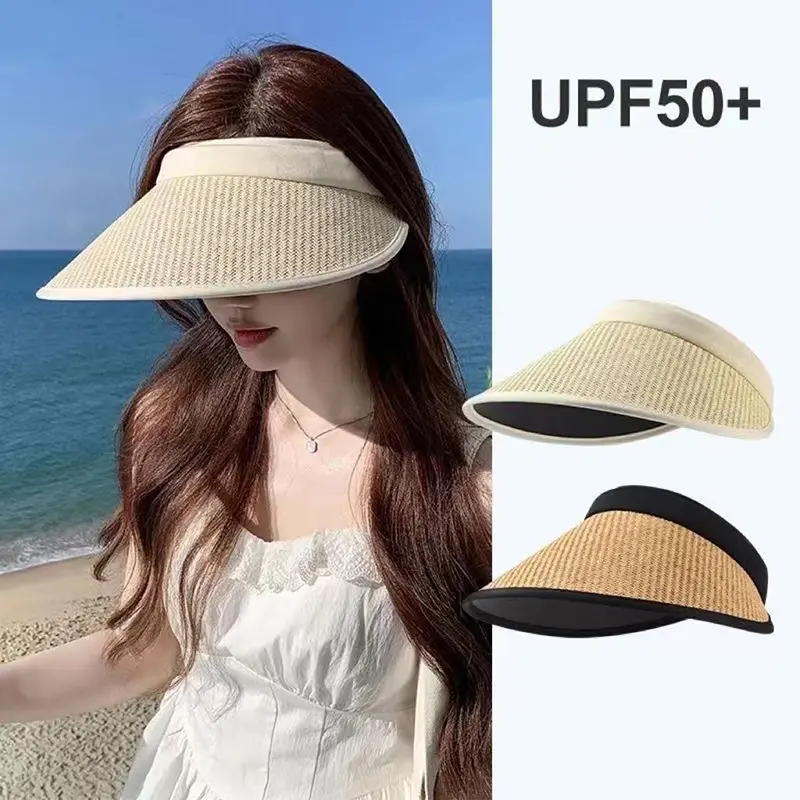 Fashion Lady Summer Straw Hats Large Brim Empty Top Sunscreen Fisherman Caps Korean Girl Outdoor UV Protection Sun Hats