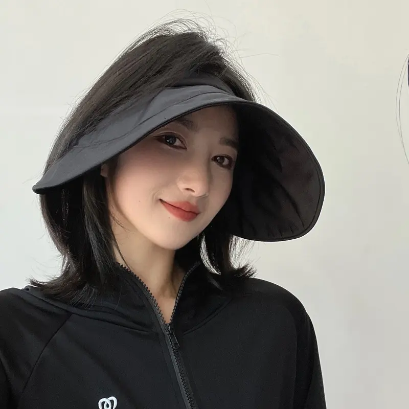 Large Brim Sun Hats for Women Summer Empty Top Sunscreen Ponytail Caps Korean Girl Outdoor Travel Beach UV Protection Hats