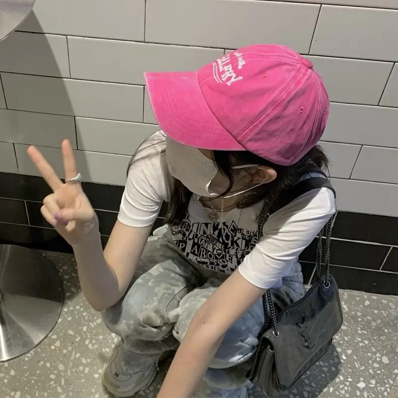 Embroidery Letter Baseball Caps for Women Soft Top Washed Cotton Hip Hop Snapback Hats Outdoor Sports Girl Sunscreen Hats