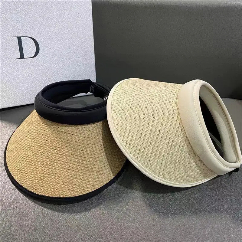 Fashion Lady Summer Straw Hats Large Brim Empty Top Sunscreen Fisherman Caps Korean Girl Outdoor UV Protection Sun Hats